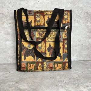 Tapestry Tote Bag with Black Accents